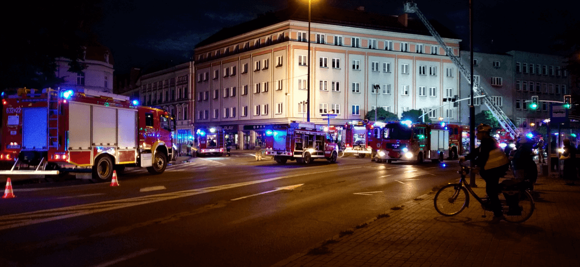 Tarnowskie Góry, ulica Piłsudskiego - pożar budynku