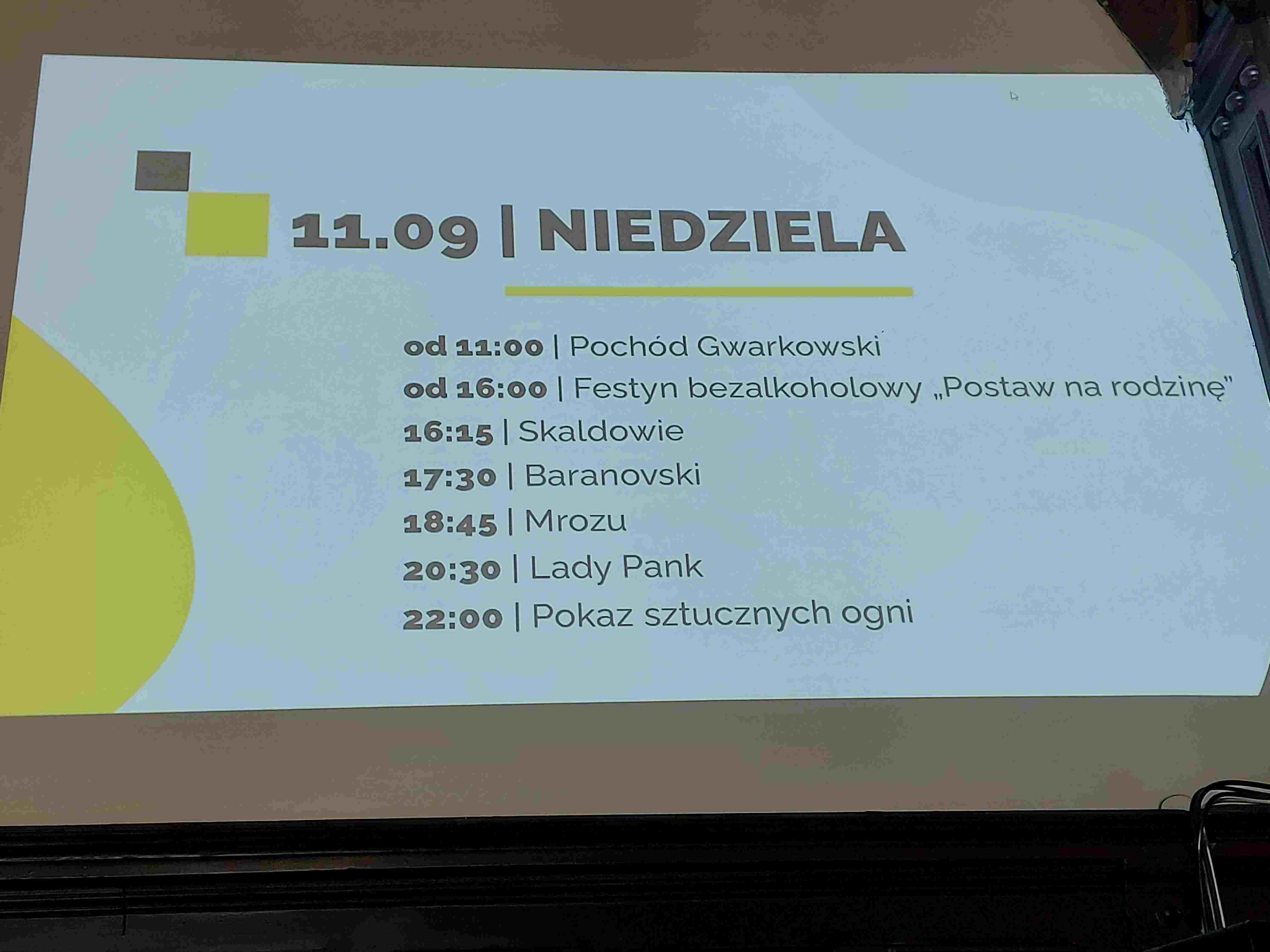 Niedziela, 11 września Gwarki