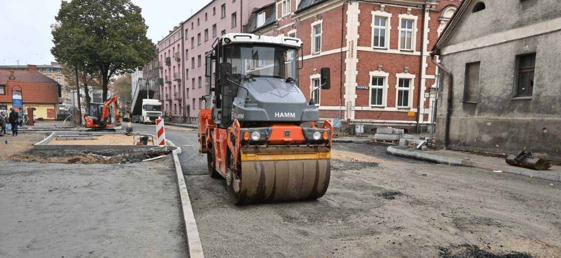 Tarnowskie Góry - ulica Sobieskiego w remoncie