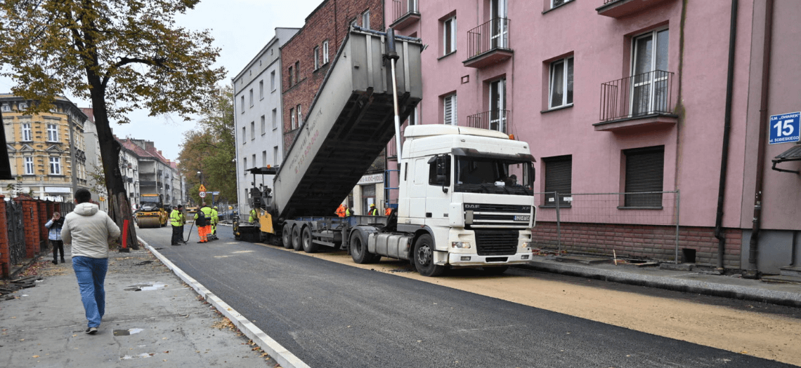 Tarnowskie Góry - ulica Sobieskiego w remoncie