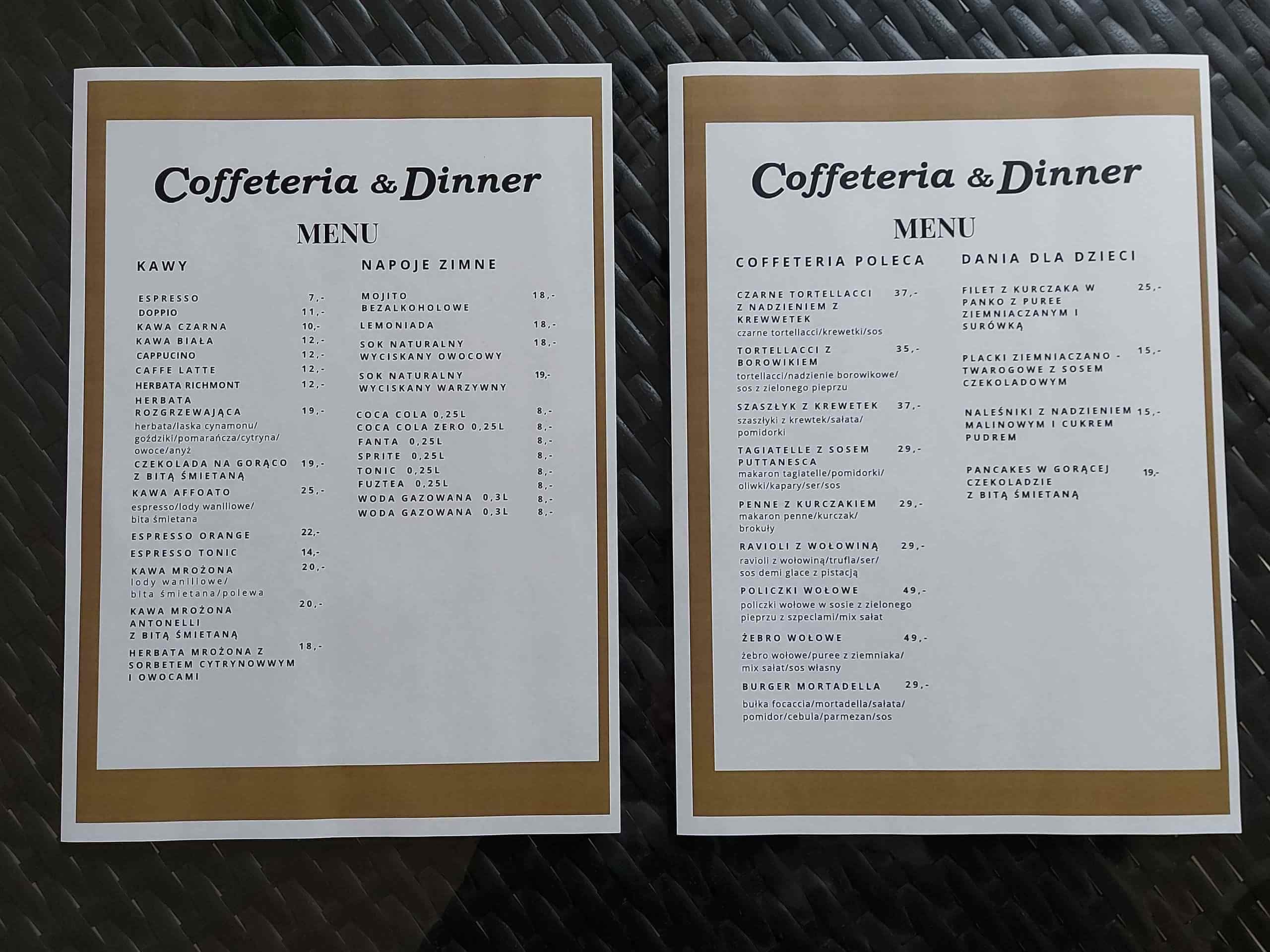 Coffeteria&Dinner menu