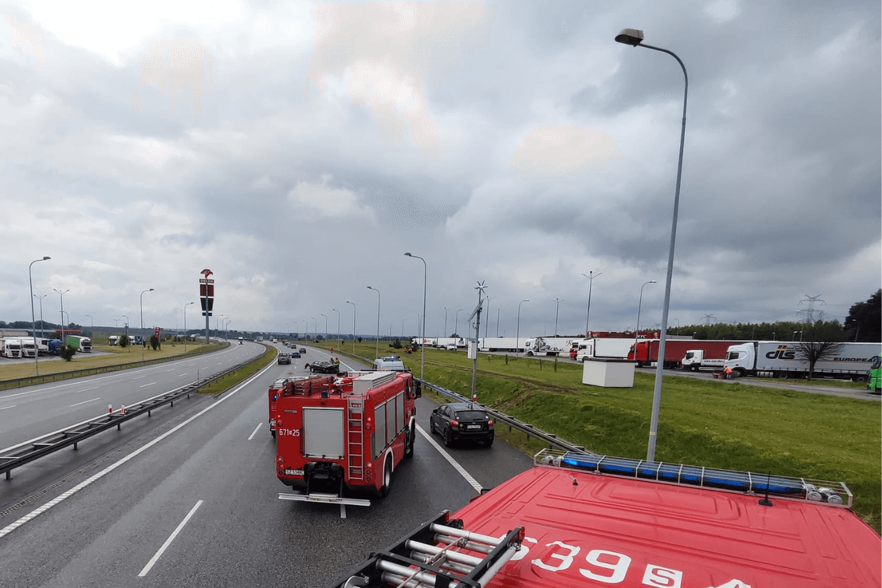 Kolizja na autostradzie A1