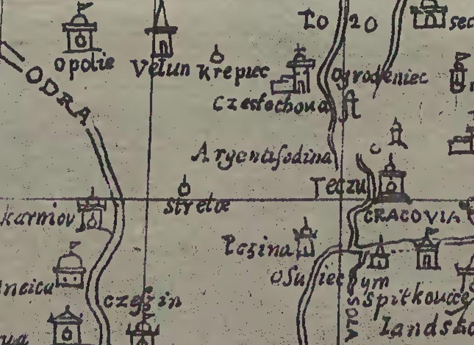 Fragment mapy z końca XVI wieku