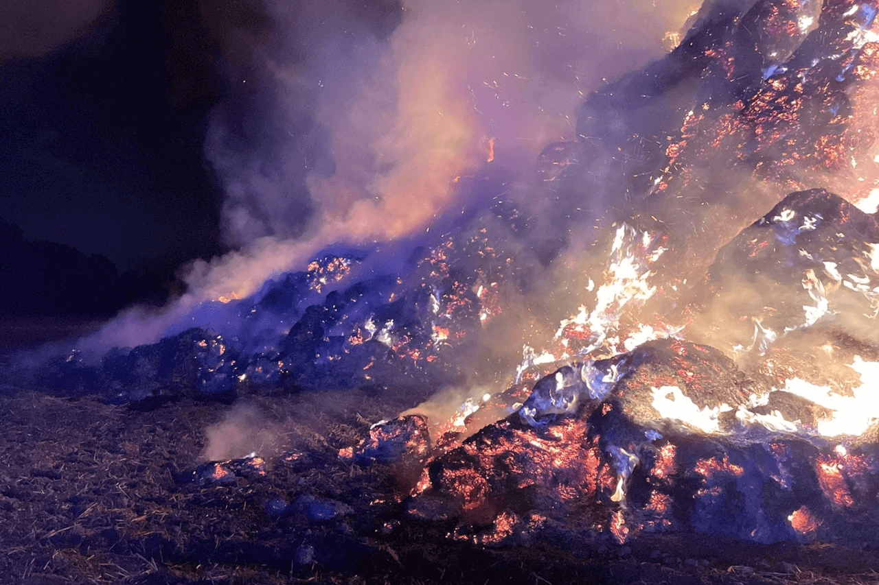 Pożar słomy w Wieszowie
