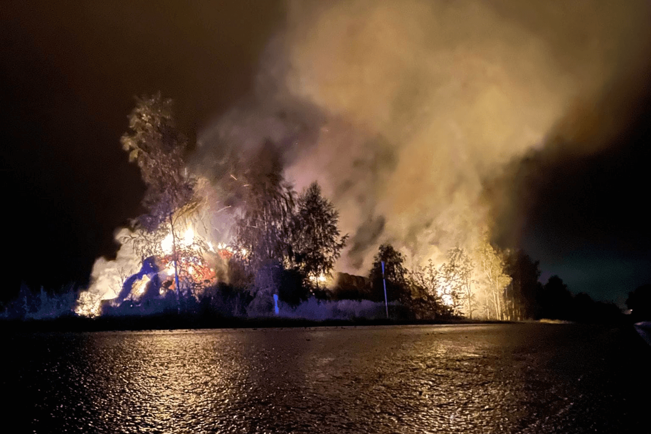 Pożar słomy w Wieszowie