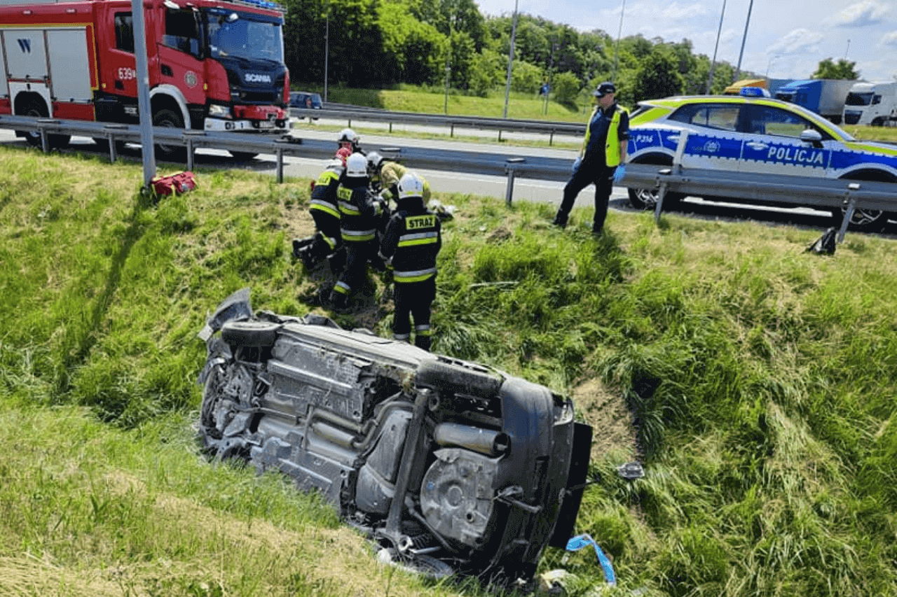 Wypadek przy A1 w Wieszowie