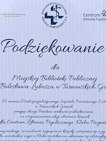 Biblioteka w szpitalu w Tarnowskich Górach Biblioteka w szpitalu w Tarnowskich Górach