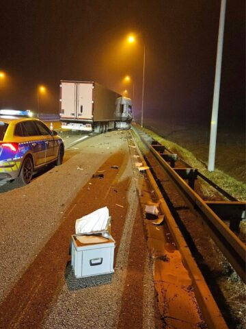 Kolizja ciężarówek na A1 Kolizja ciężarówek na A1