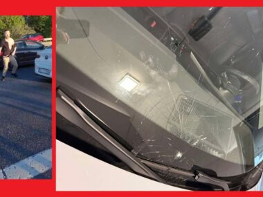 Furia! Mężczyzna wskakiwał na samochody i rozbijał szyby Bedzin DK86 Awantura Na Drodze Zrodlo Mateusz 2025 04 27 01