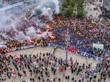 Ruch, GKS, Górnik, Polonia i Zagłębie razem przeciw migracji Katowice. Manifestacja pod hasłem: „Stop imigracji”. 19 lipca 2025.