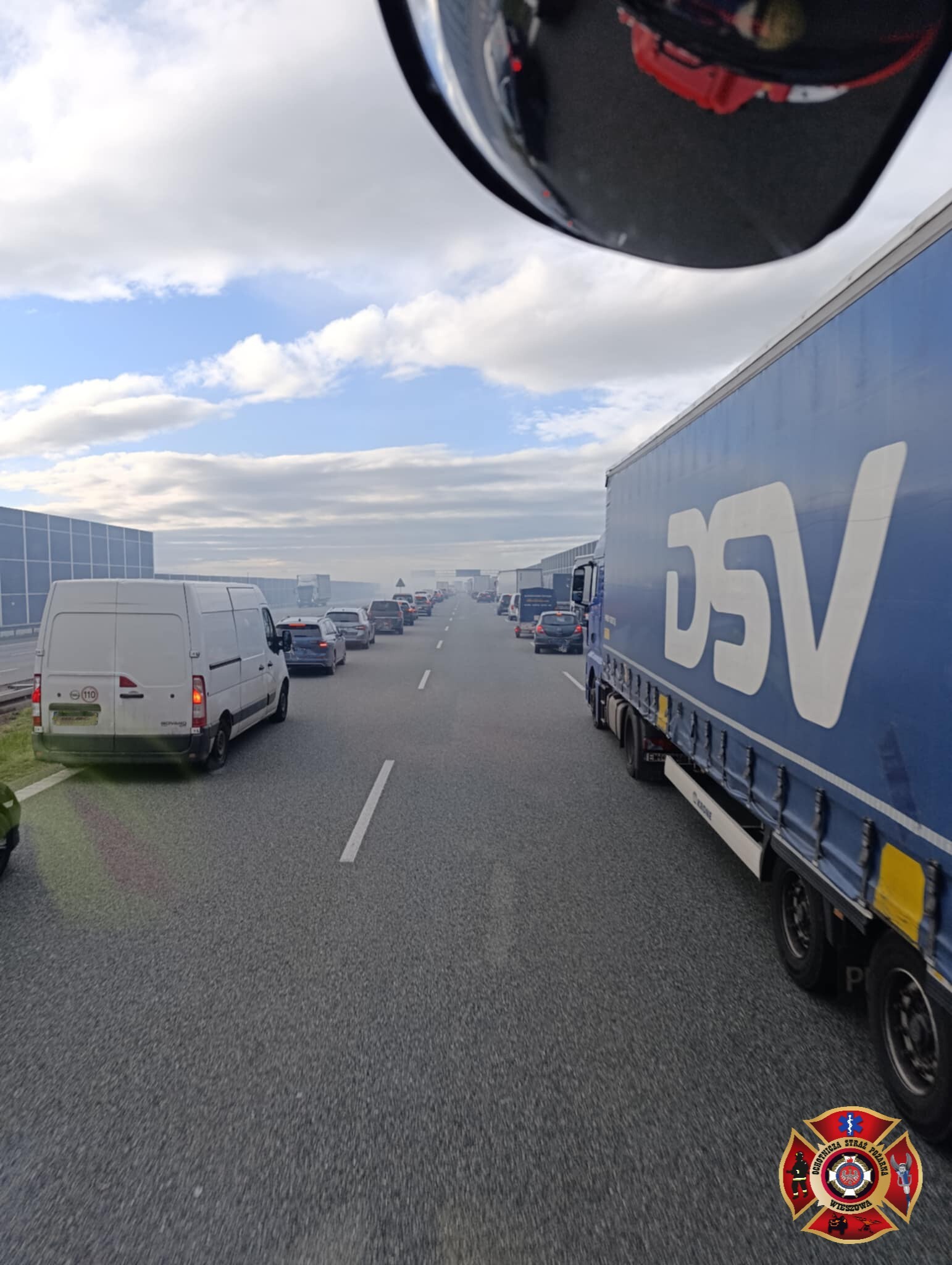Pożar samochodu na autostradzie A1