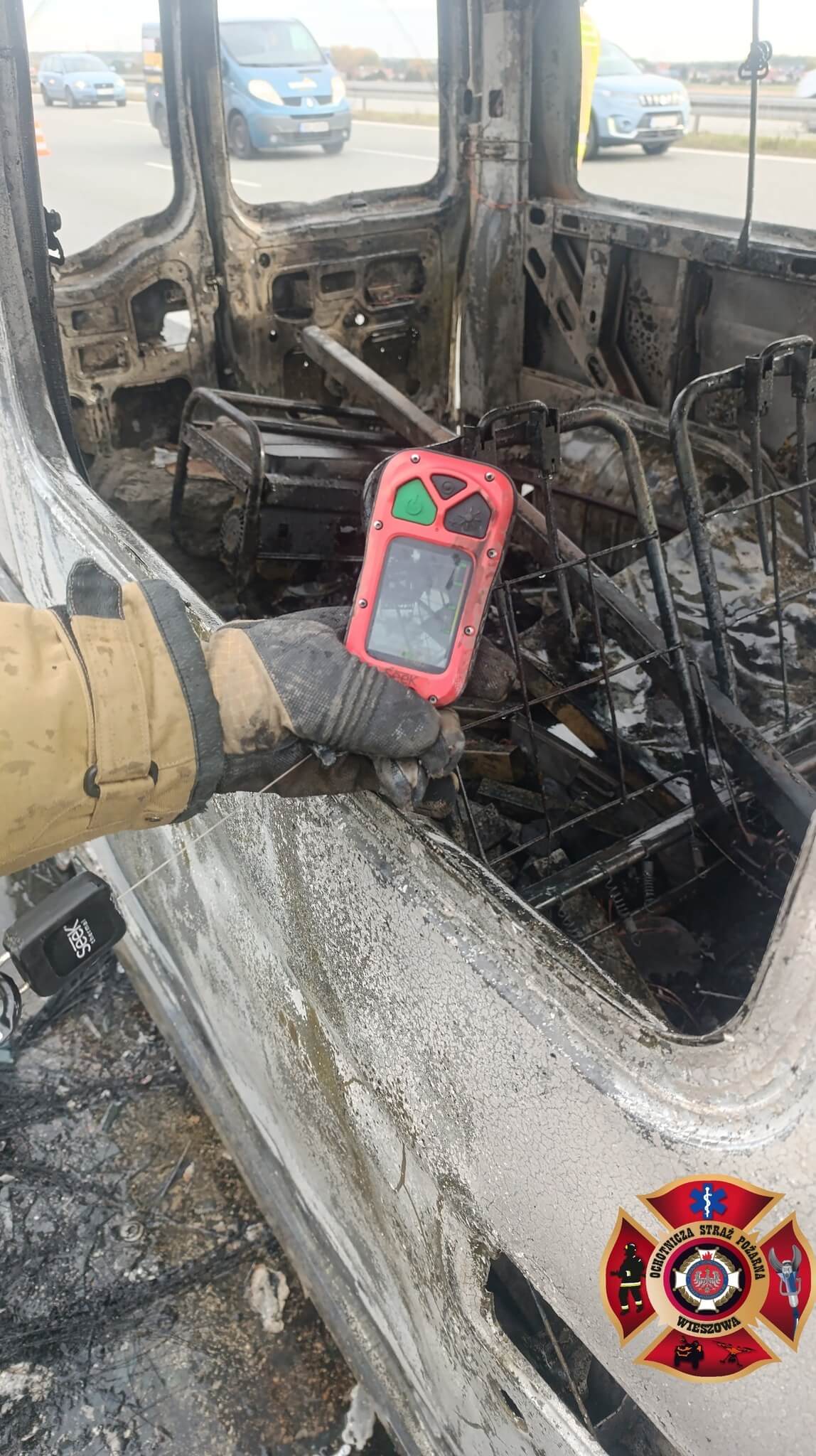 Pożar samochodu na autostradzie A1