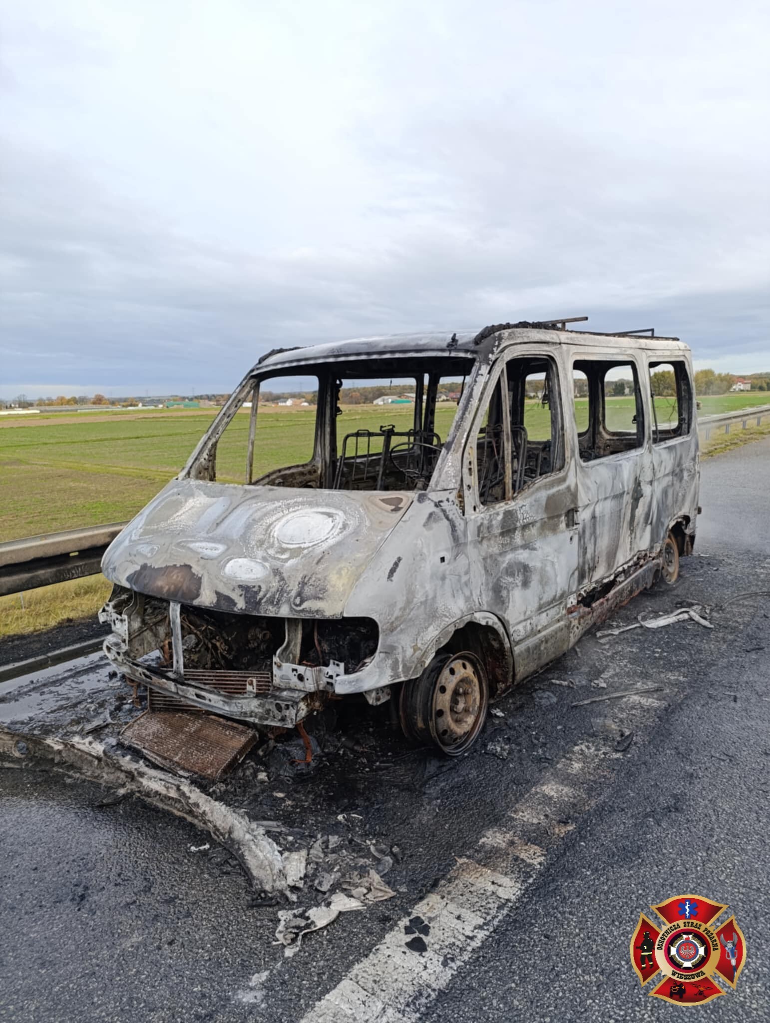 Pożar samochodu na autostradzie A1