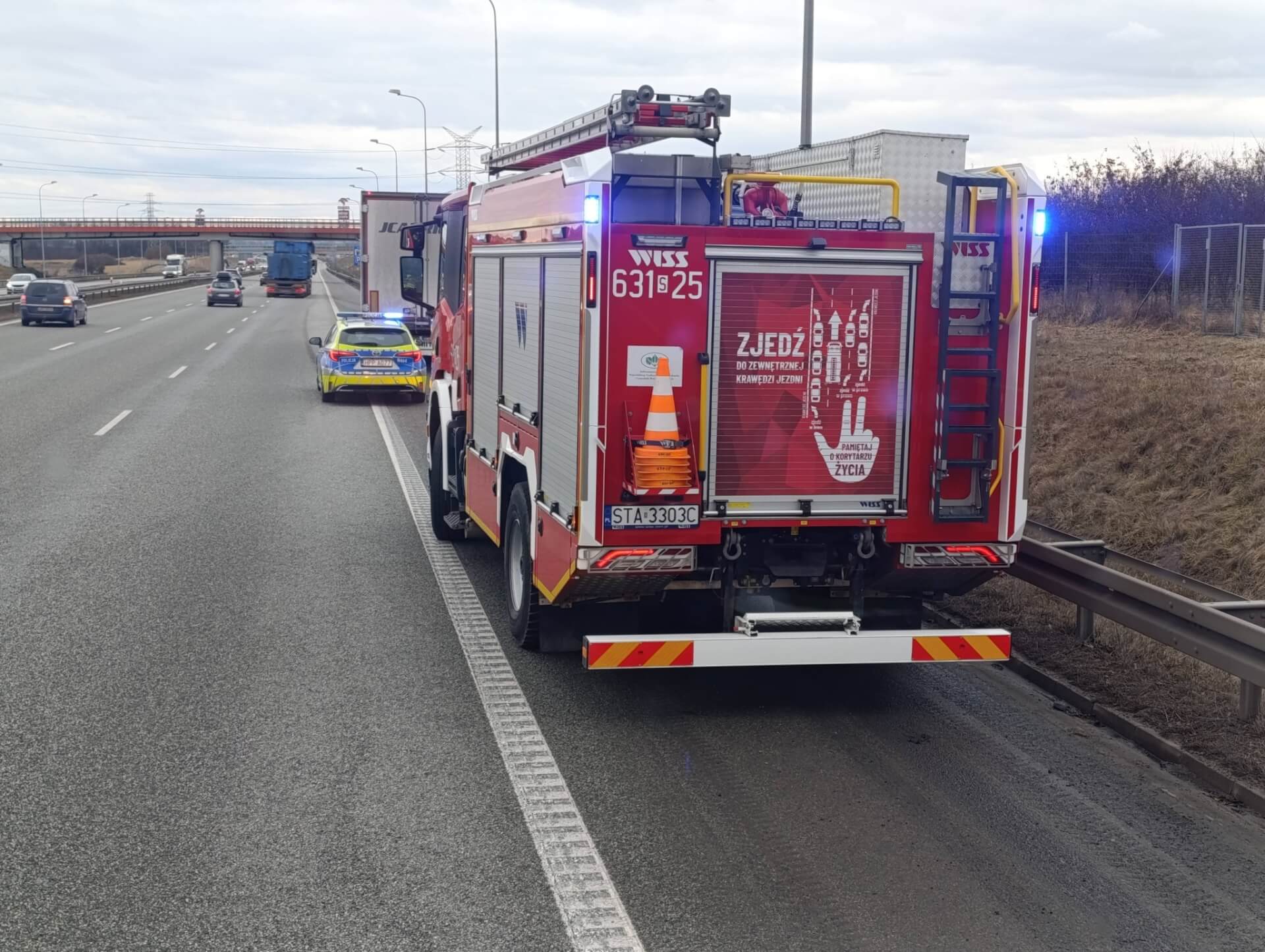 Pożar na autostradzie A1