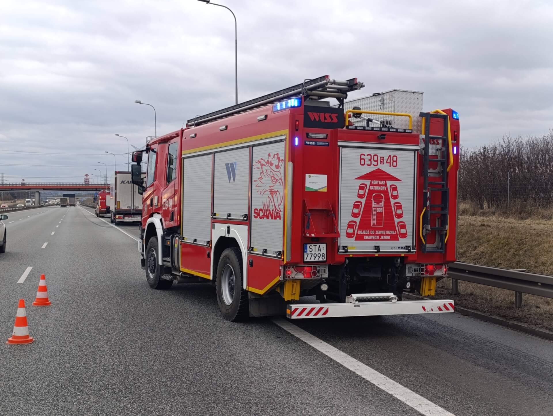 Pożar na autostradzie A1