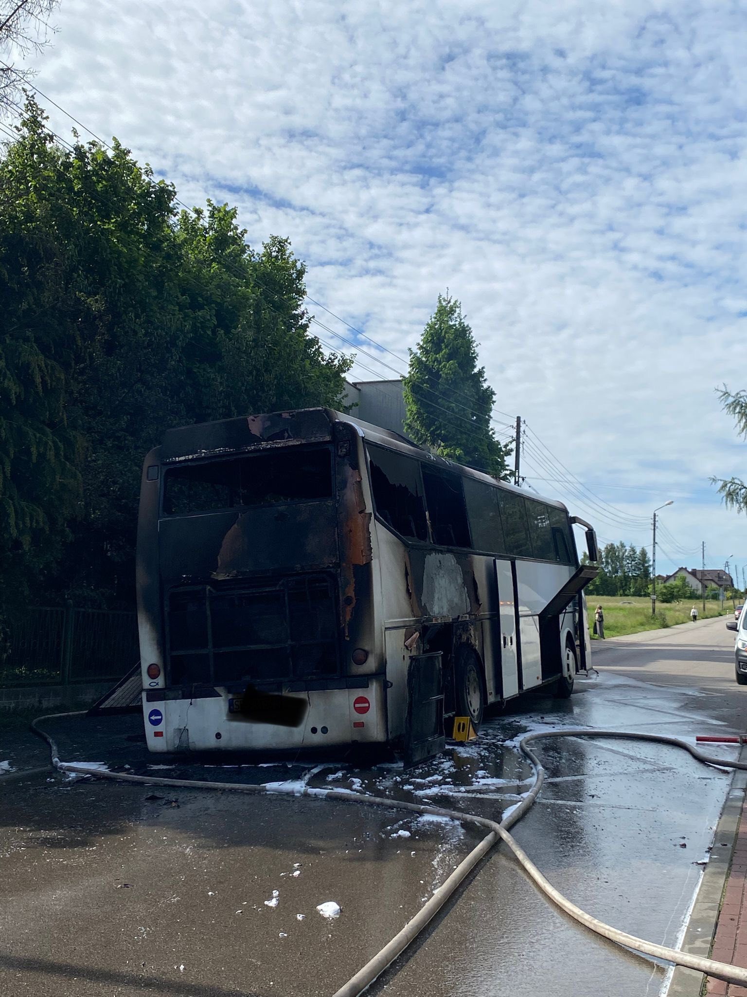 Pożar autokaru w Tąpkowicach