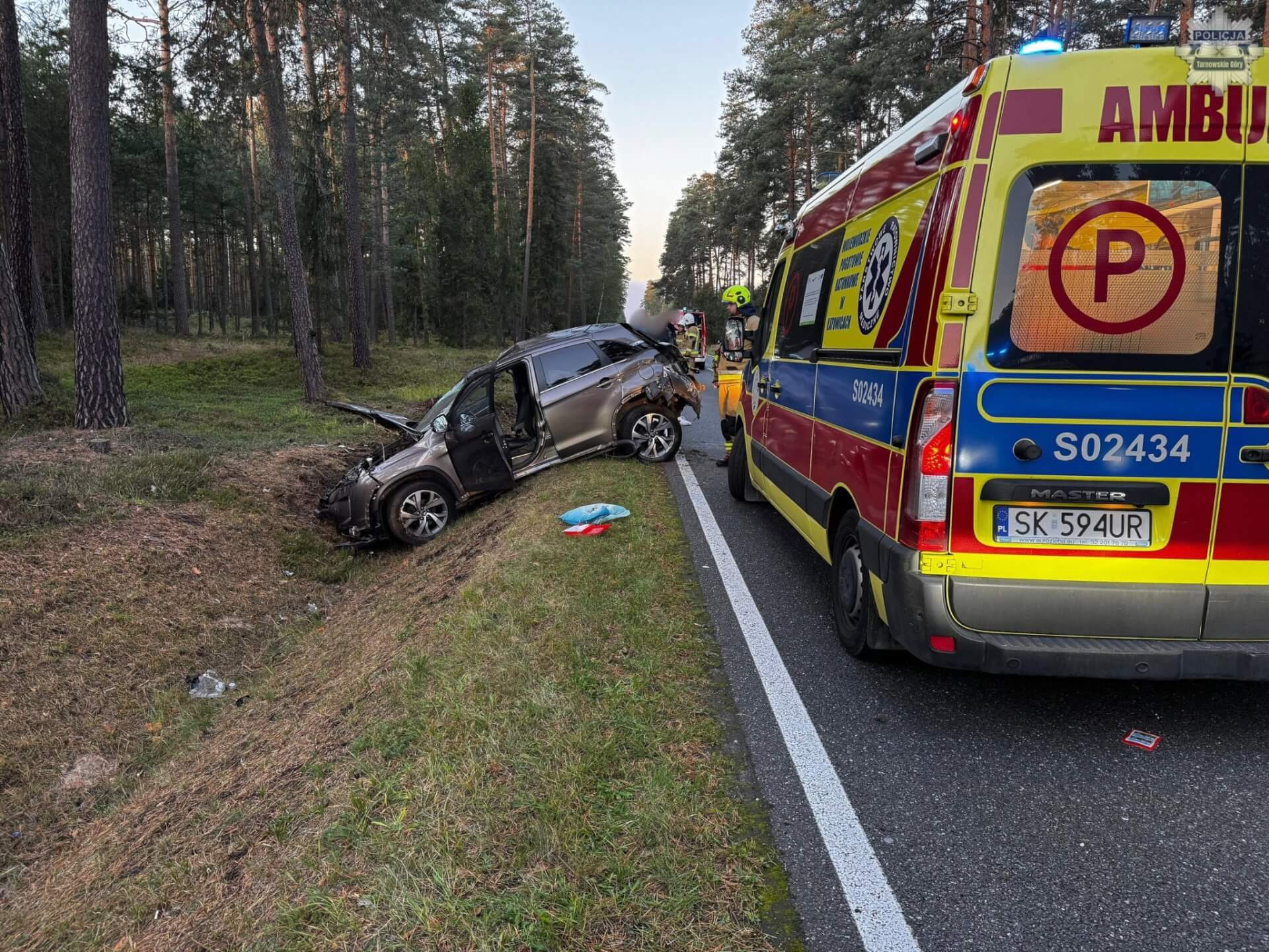 Wypadek pomiędzy Tworogiem a Bruśkiem